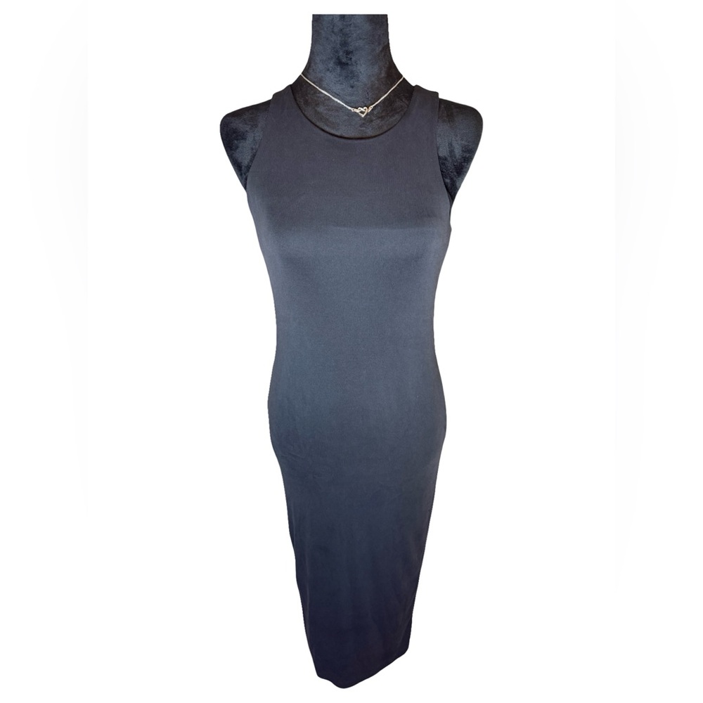 Good American Black Sleeveless Bodycon Midi Dress Size 2 - Excellent Condition